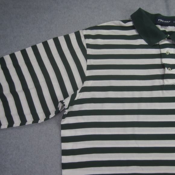 Ralph Lauren Polo Golf Shirt Mens XXL Green Striped Long Sleeve Rugby Preppy - Picture 3 of 12
